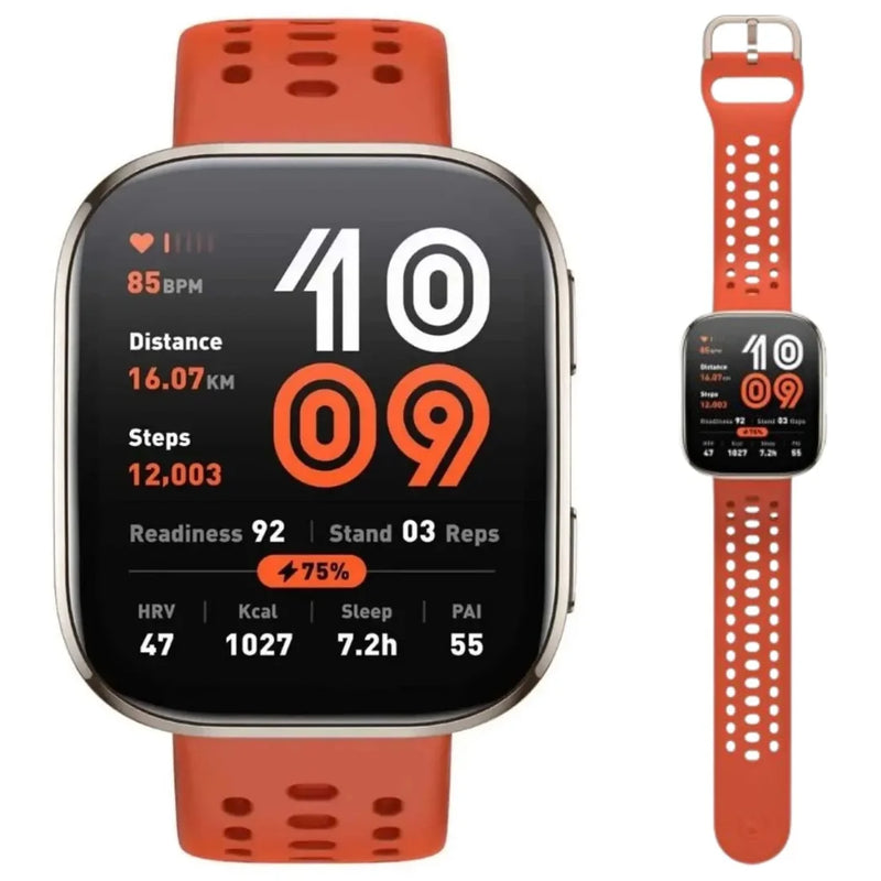 Smartwatch Amazfit Bip 6 – tela AMOLED de 1,97 polegadas, com GPS, compatível com 5 sistemas, Bluetooth 5.2, bateria com duração de 26 dias e resistência à água 5ATM.