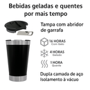 Copo Térmico de 473 ml — Para Bebidas Quentes ou Geladas, com Tampa e Abridor.