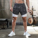 Shorts camuflados masculinos para corrida – modelo 2 em 1, de secagem rápida, ideal para treino, academia, fitness e corrida, perfeitos para o verão.