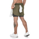 Shorts camuflados masculinos para corrida – modelo 2 em 1, de secagem rápida, ideal para treino, academia, fitness e corrida, perfeitos para o verão.