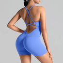 Body feminino Shark sem costura para yoga – modelo sexy com controle de abdômen, costas em tela sem fechamento, tiras finas, ideal para pilates, dança e exercícios.