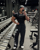 Camiseta masculina de manga curta – modelo 2025 para primavera e outono, estilo fitness, de secagem rápida, respirável, elástica e com ajuste justo ao corpo.