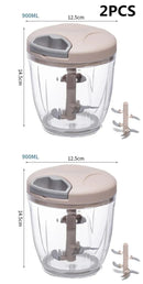 Picador Manual de Alho 500/900 ml — Cortador e Triturador de Legumes, Frutas e Carnes, Fatiador Giratório de Cozinha, Moedor e Triturador de Alimentos Multifuncional.