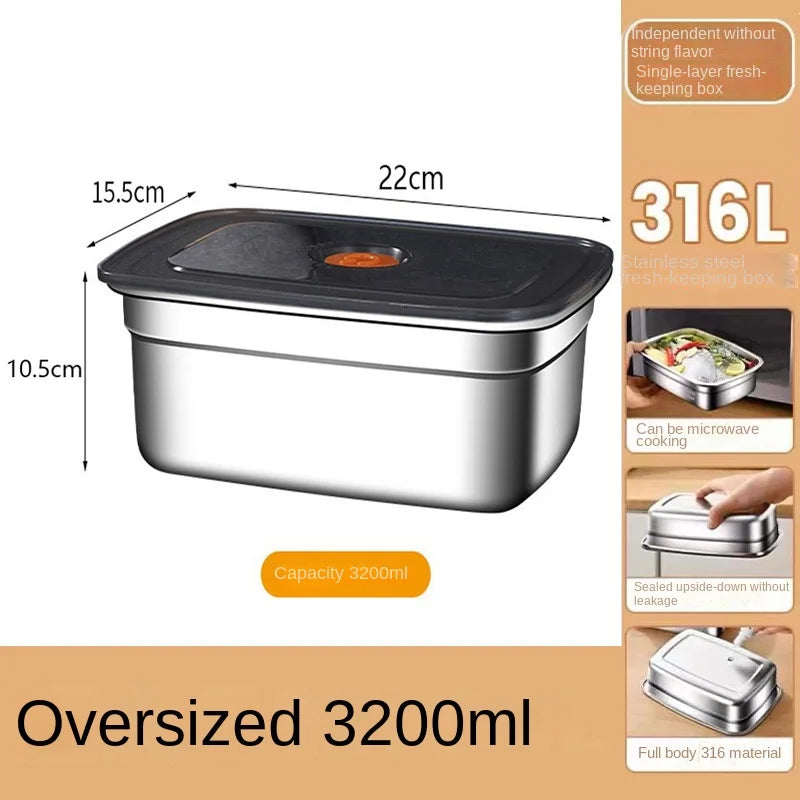Pote Hermético de Aço Inoxidável 304 — Marmita à Prova de Vazamentos, Caixa Térmica para Armazenamento em Geladeira ou Freezer, Ideal para Refeições e Camping.