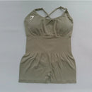 Body feminino Shark sem costura para yoga – modelo sexy com controle de abdômen, costas em tela sem fechamento, tiras finas, ideal para pilates, dança e exercícios.