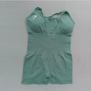 Body feminino Shark sem costura para yoga – modelo sexy com controle de abdômen, costas em tela sem fechamento, tiras finas, ideal para pilates, dança e exercícios.