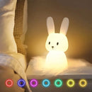 Luminária Noturna LED de Silicone em Formato de Coelhinho Com sensor de toque, design fofo de animal, perfeita para decoração de quarto infantil. Um presente encantador para bebês, crianças e decoração do lar.