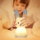 Luminária Noturna LED de Silicone em Formato de Coelhinho Com sensor de toque, design fofo de animal, perfeita para decoração de quarto infantil. Um presente encantador para bebês, crianças e decoração do lar.