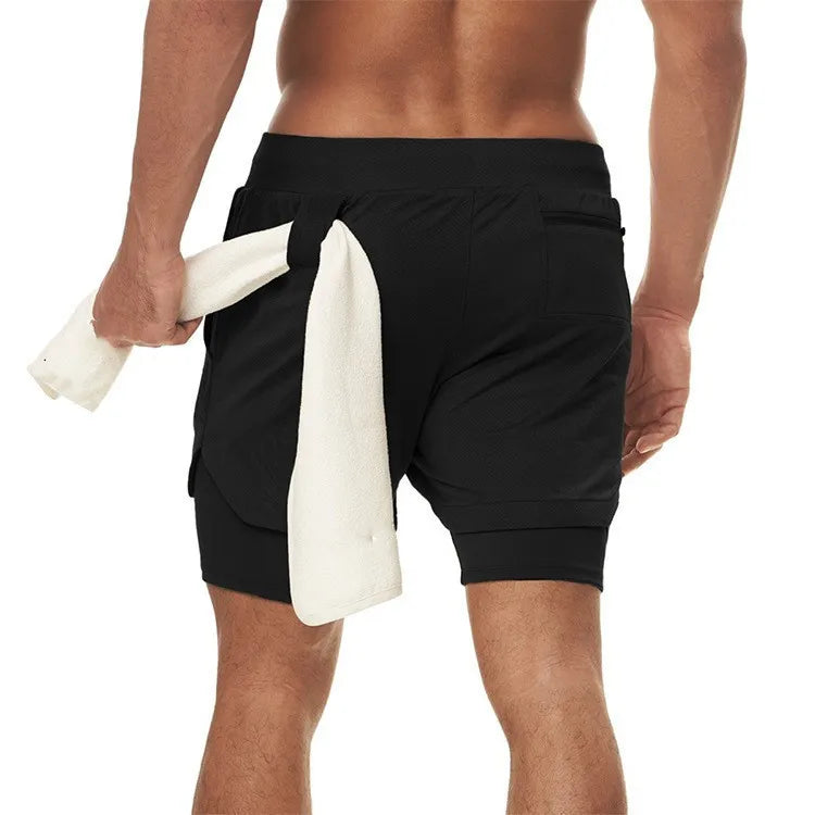 Shorts camuflados masculinos para corrida – modelo 2 em 1, de secagem rápida, ideal para treino, academia, fitness e corrida, perfeitos para o verão.