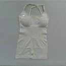 Body feminino Shark sem costura para yoga – modelo sexy com controle de abdômen, costas em tela sem fechamento, tiras finas, ideal para pilates, dança e exercícios.