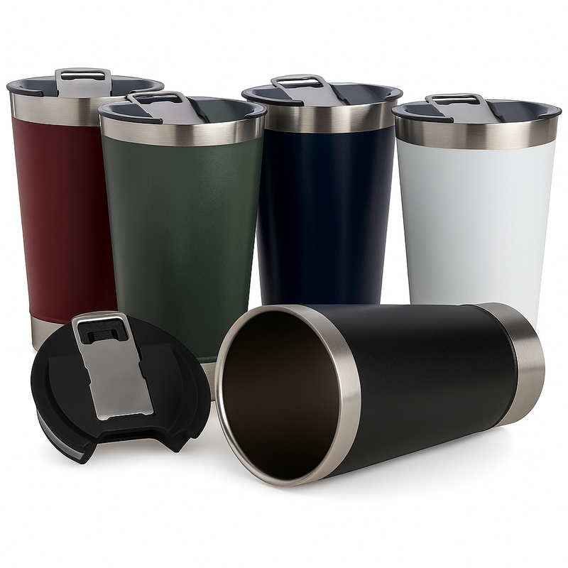 Copo Térmico de 473 ml — Para Bebidas Quentes ou Geladas, com Tampa e Abridor.